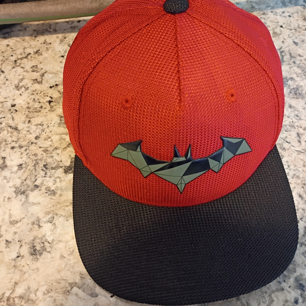 Geometric Design Red Cap with Black Brim
